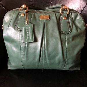 Coach Emerald Kristin Pleated Leather Satchel